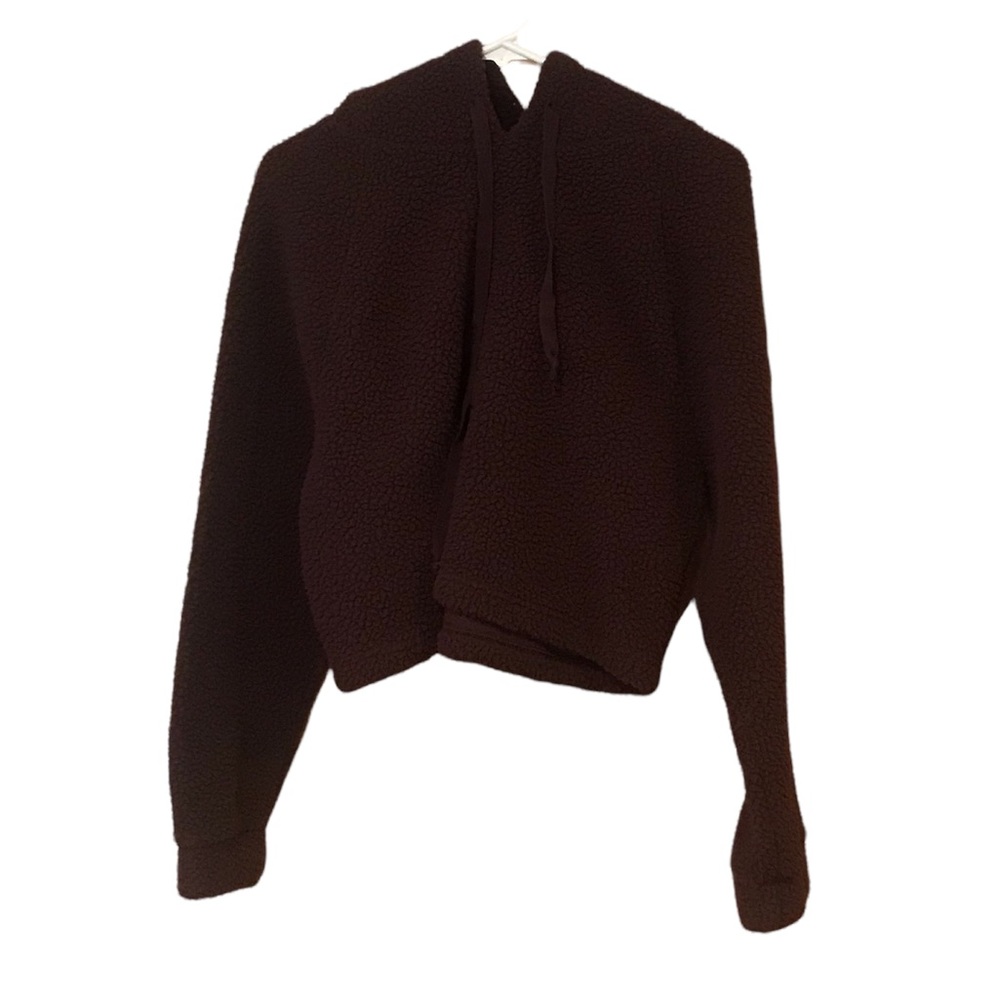 American Eagle Outfitters Cropped Purple Long-sleeve Sherpa Hoodie